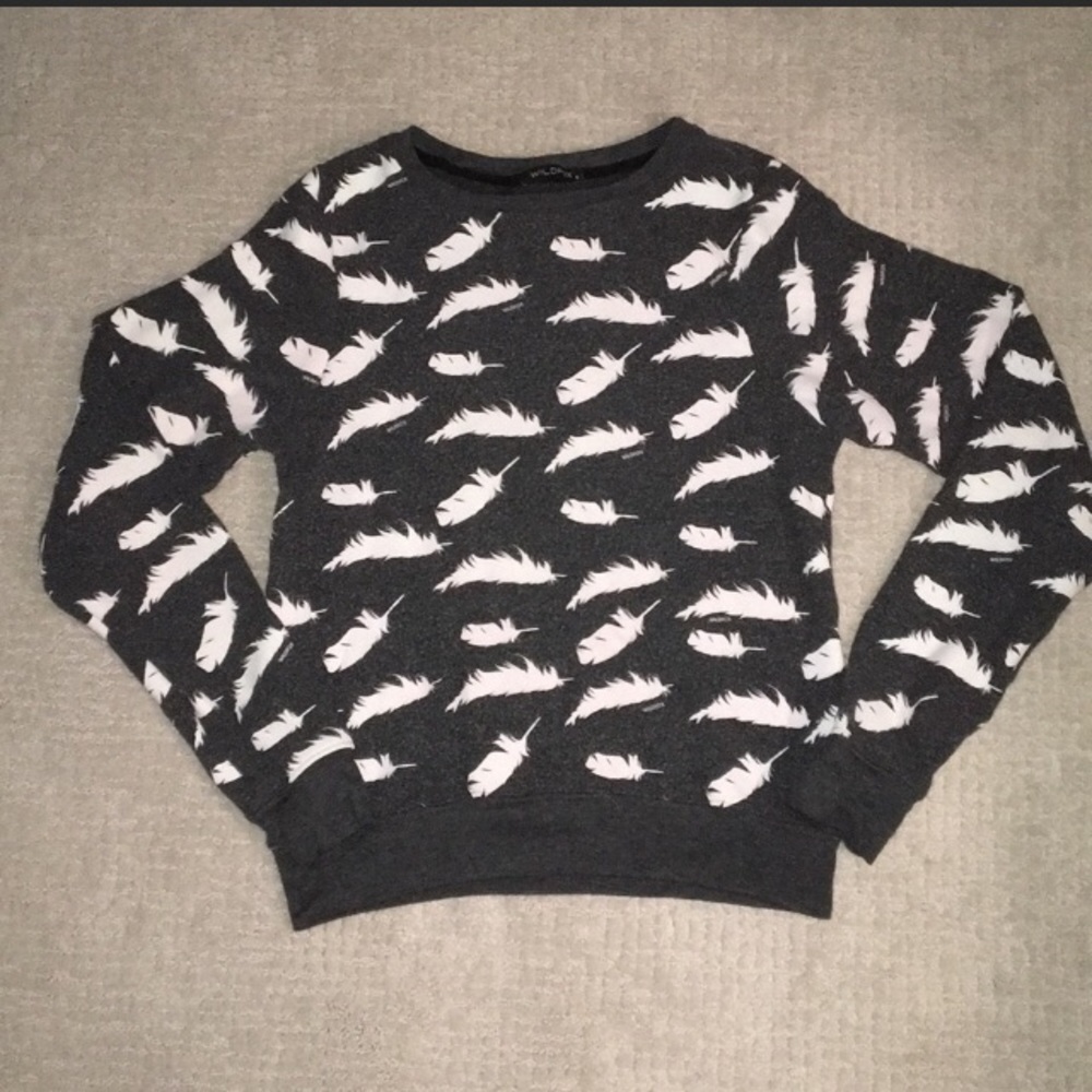 Wildfox sweatshirt grey with feather print.